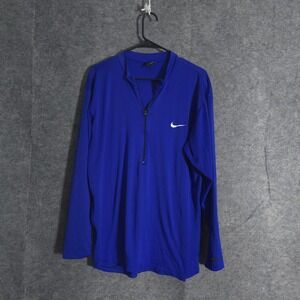 Vintage Nike Andre Agassi Dri Fiit Blue Shirt Men Tennis Blue Long Sleeve Zip XL